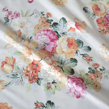 

Free shipping 100% cotton fabric for bed sheets cotton rose print fabric wholesale twill fabric