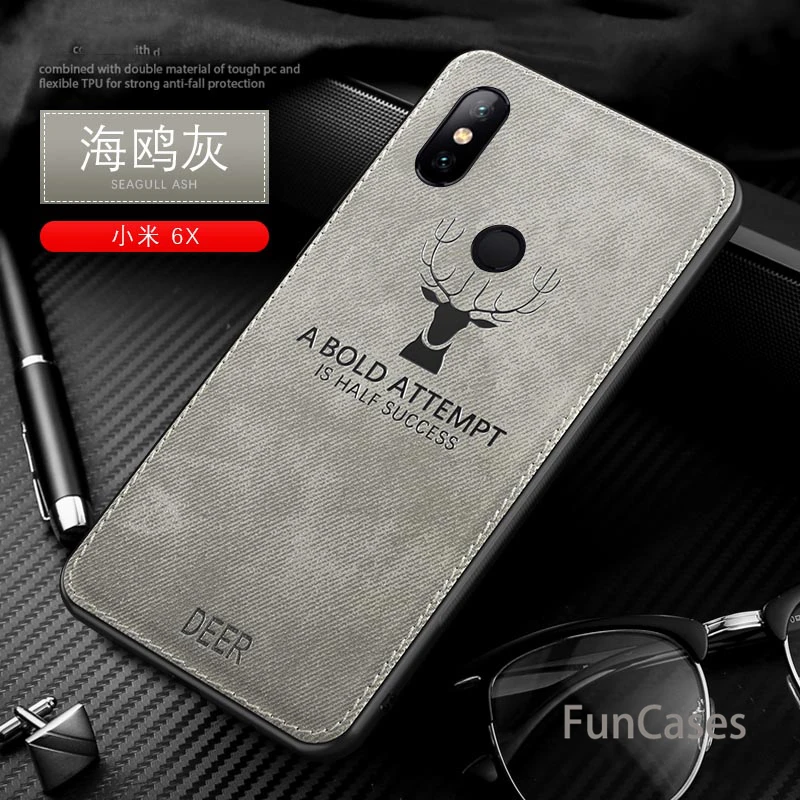 Xiaomi Mi 6X Case Cartoon 3D deer Vintage Fabric cloth Fitted Soft TPU edge full protection for xiaomi mi 6 A2 cover | Мобильные