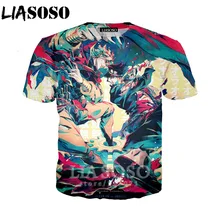 LIASOSO летняя Новинка для мужчин и женщин Kujo Jotaro Толстовка 3D принт аниме JoJo Необычные Приключения Футболка короткий рукав Топ пуловер B051