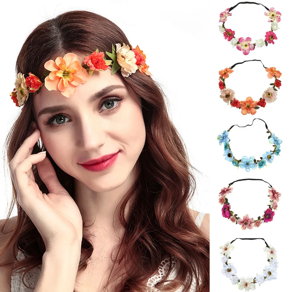 

New Fashion Women Boho Ladies Floral Flower Festival Wedding Garland Hair Head Band Beach Party Cute Elegant Hair AccessoriesZ5