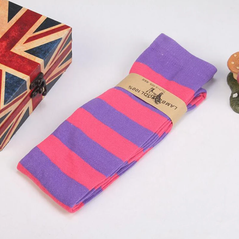 Over Knee High Striped Stockings For Women Girls Lovely Elastic Warm Long Stockings Black Red White Green for Party Christmas