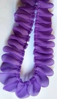 20 ярдов плиссированная кружевная лента двухслойная гофрированная отделка швейная ткань 4,5 см красный белый - Цвет: dark purple