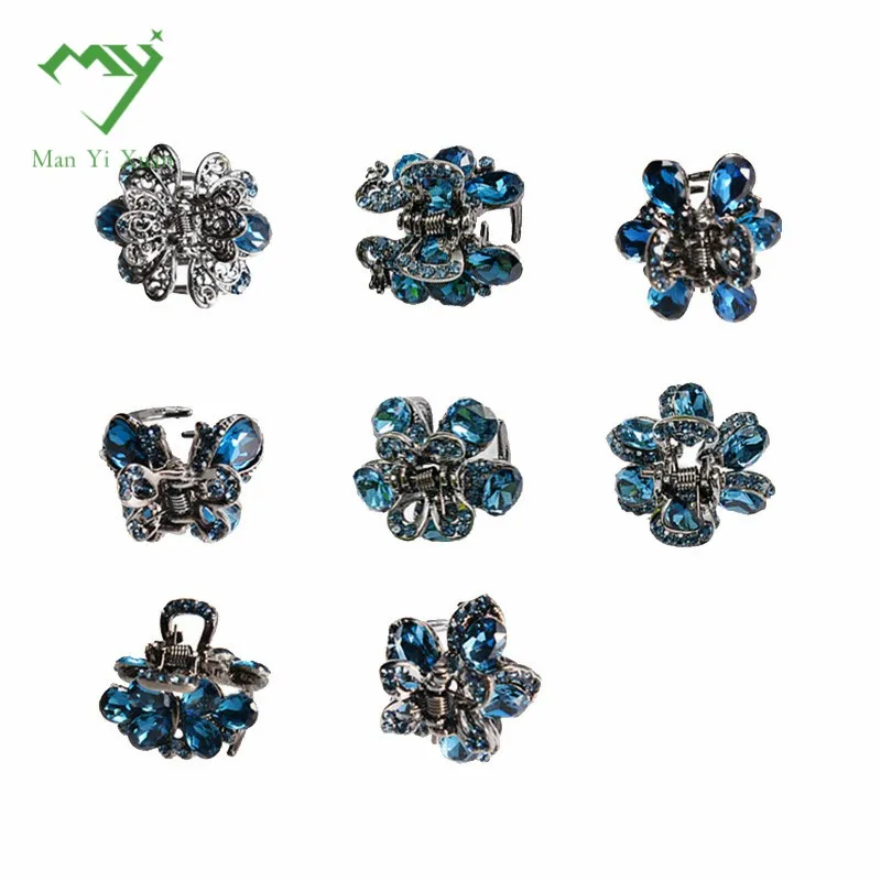 highquality 2.5cm small hair claws clamp crab Glass crystal Rhinestone Flower Vintage Hair Clip Mini Metal Hairpin Accessories | Украшения