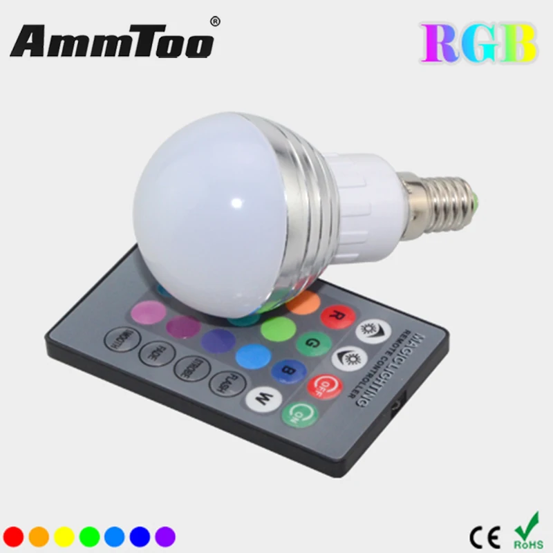 

RGB Led Lamp 3W E14 Led Bulbs 16 Colors Changeable Led Spot Light Dimmable 85-265V 220V 110V with IR Remote Control Led Lighting