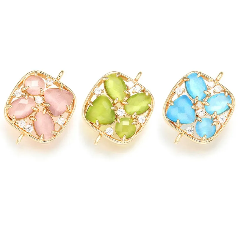 ZHUKOU 15x20 мм латунные кубические циркония квадратные коннекторы с кристаллами для ожерелья ручной работы Изготовление ювелирных изделий Модель: VS336