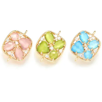 

ZHUKOU 15x20mm Brass Cubic Zirconia square Crystal Connectors for Necklace Handmade jewelry making findings model:VS336