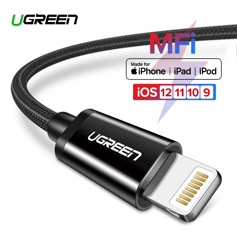 Ugreen MFi كابل يو اس بي ل فون Xs ماكس 7 زائد 2.4A سريع شحن كابل البرق ل فون 6 USB كابل بيانات كابل شاحن الهاتف