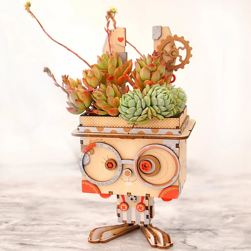 

Robotime 3D Wooden Bunny Puzzle Game Creative Flower Pot Storage Box Pen Holder Model Building Kit Children's Toys Adult FT741
