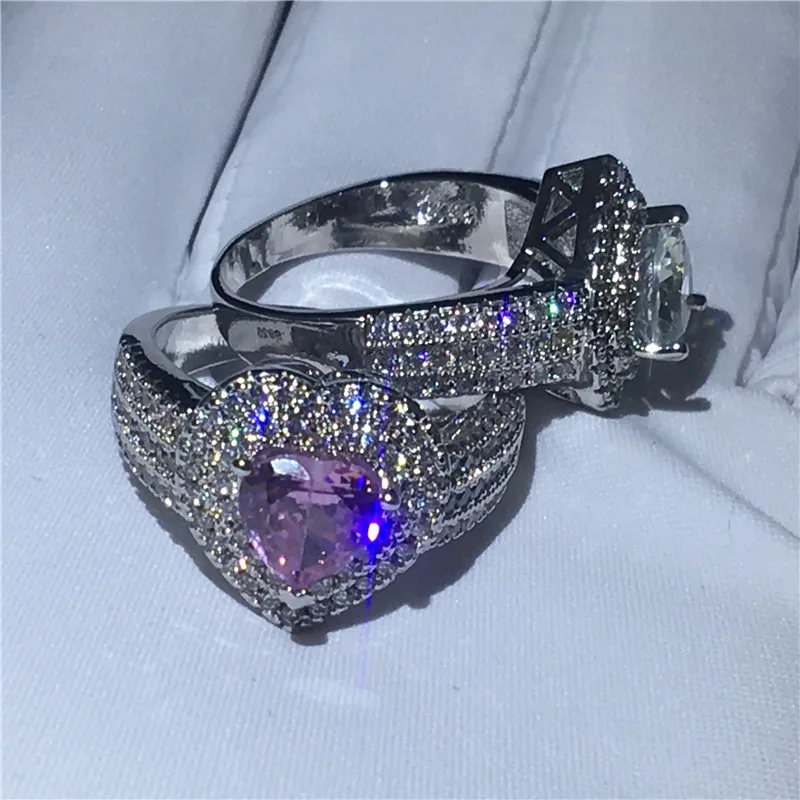 Классический кулон в форме сердца кольцо 925 пробы серебро 5A AAAAA Cz обручальное кольцо кольца для мужчин и женщин ювелирные изделия 2 цвета на выбор