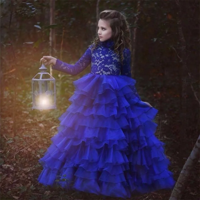 Royal Blue Ball Gown Flower Girl Dresses Long Sleeve Scoop Neck Little Girl Wedding Ruched Mother Daughter Dresses for Girls Royal Blue Ball Gown Flower Girl Dresses Long Sleeve Scoop Neck Little Girl Wedding Ruched Mother Daughter Dresses for Girls