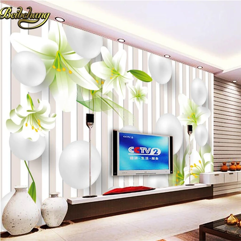

beibehang papel de parede 3D Custom lily Luxury Wall paper Covering Bedroom Mural TV Background flooring wallpaper for walls 3 d
