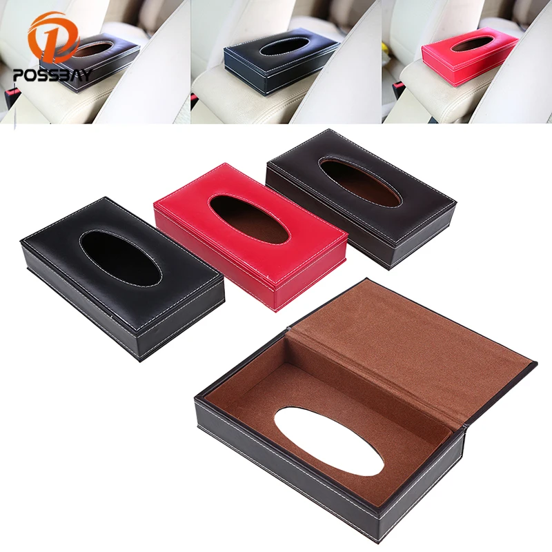 

POSSBAY Tissue Box Paper Dispenser Tissue Case Boxes Napkin Paper Interior Paper Box Dark Brown Red Black Tissue Holder