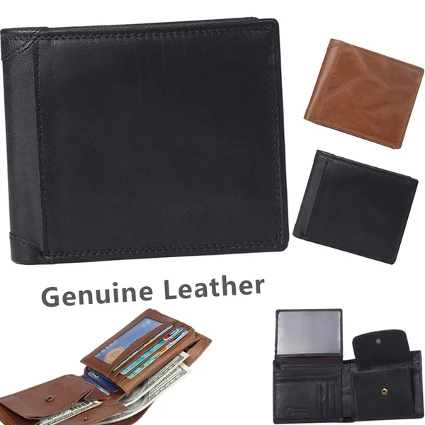 

Men's Wallet RFID Blocking Genuine Leather Trifold Business Short Wallet