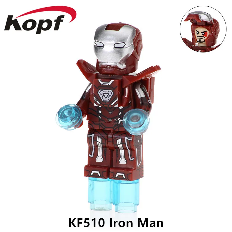 

KF510 Single Sale Super Heroes Building Blocks Iron Man Mk-1 Spiderman Antman Batman Model Bricks Figures For Children Gift Toys