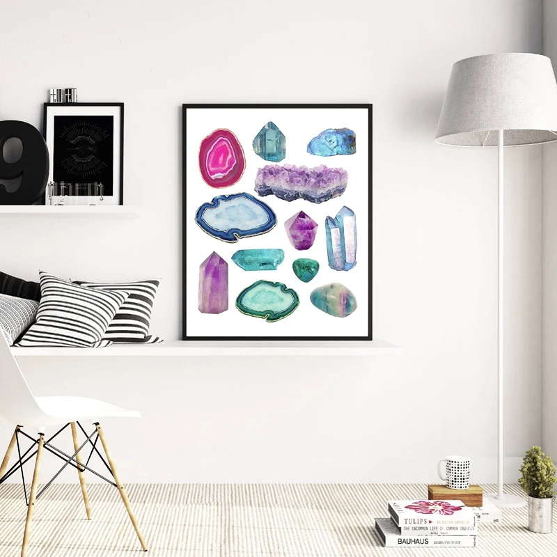 Vintage Gemstones Wall Art Prints Living Room Decor