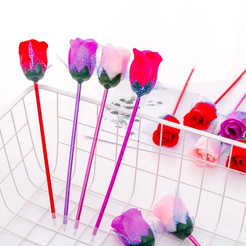 

1PCS Roses Bloom Head Crystal Ball Pen Concert Gel Pen Creative Neutral Pen Stationery Student Gift