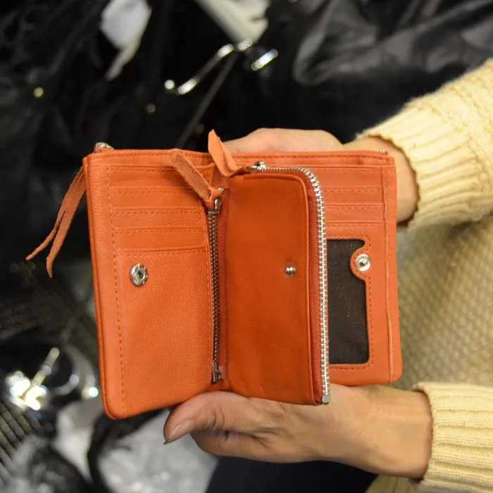 European and American original single braid sheepskin clutch purse |