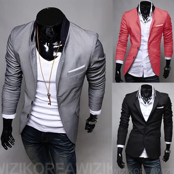 

2016 new Men's Casual Slim Stylish fit One Button Suit Blazer Coat Jackets FREE SHIPPING