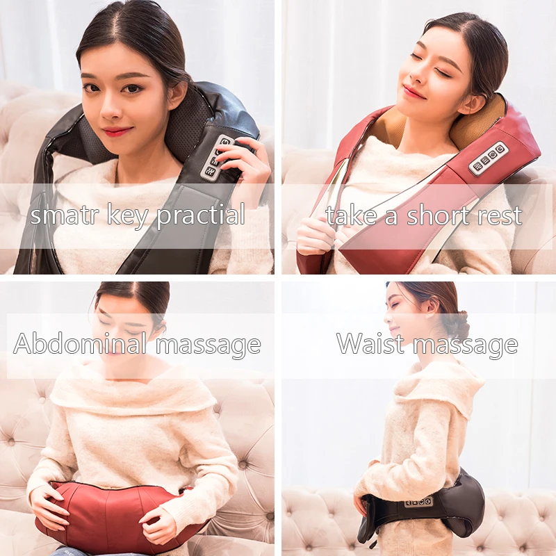 LaGuerir Home Car U Shape Electrical Shiatsu Back Neck Shoulder Body Massager Infrared Heated Kneading Car/Home Massagem