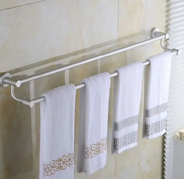 Stainless steel space aluminum towel bar double bathroom rack cool to