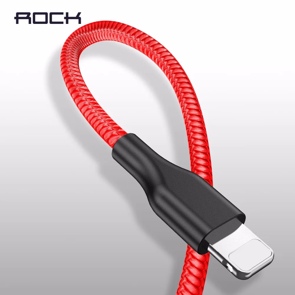 

USB Cable for iPhone XS Max Cable, ROCK Original Metal Nylon USB Cable for iPhone XR X 8 6 6s Plus 5s 2.4A Fast Charging Cable
