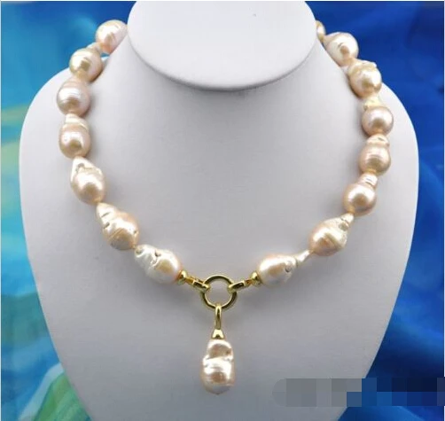 

shipping 18.5" 25mm baroque baby pink keshi reborn pearl necklace pendant