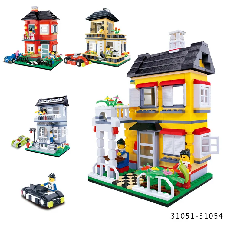 

wange blocks Villa Series Model House Building Bricks for children creative toys Brinquedos Boy birthday Christmas gifts 31051