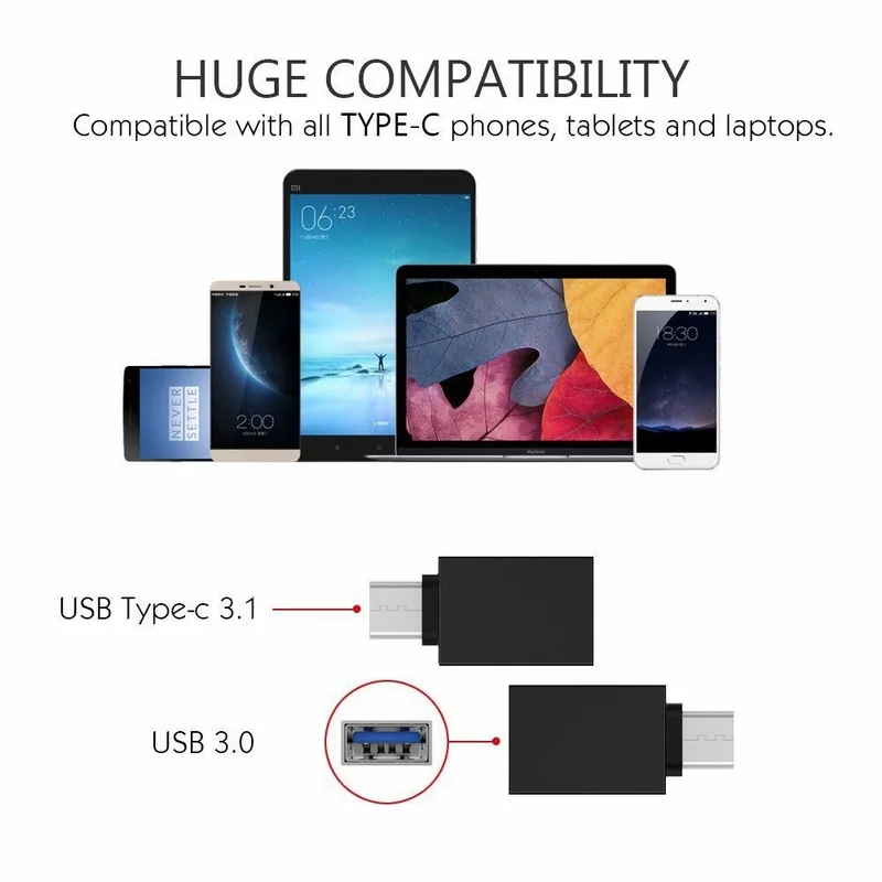 Ascromy 2PCS USB-C to USB 3.0 OTG Adapter for Huawei honor 8 9 P9 Samsung Galaxy S8 Plus note 8 Google Pixel LG V30 G6 G5 Type-C (7)
