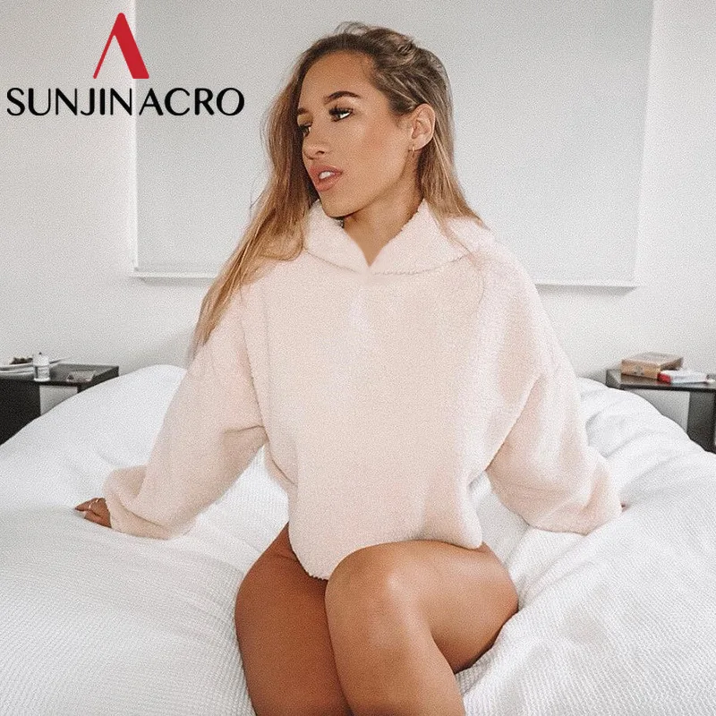 SUNJINACRO/мягкие толстовки с капюшоном из искусственного меха зимние женские теплые