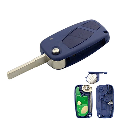 OkeyTech для Fiat, дистанционный ключ, 433 МГц, PCF7946, чип, 3 кнопки, откидное складное неразрезанное лезвие для Fiat 500, Panda Idea Punto Stilo Ducato - Количество кнопок: Blue