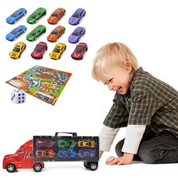 Детские Классические автомобиля игрушка Besegad 12 шт миниатюрная мультяшная Игрушка автомобилей 1 шт большой грузовик с ручкой для подарки