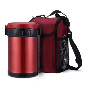 

1800ml food thermos 3pcs inox bowl thermo container portable bag food flask vacuum soup jar insulate mug colorful lunch box