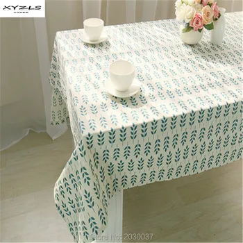 

XYZLS Korean Style Cotton Linen Table Cloth Rectangular Tablecloth Leaves Printed Dustproof Table Covers toalha de mesa