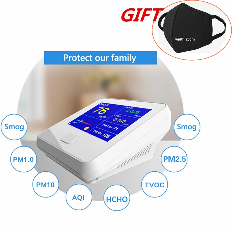 2019 PM1.0 PM2.5 PM10 Formaldehyde HCHO Air Monitor Temperture Humidity Meter
