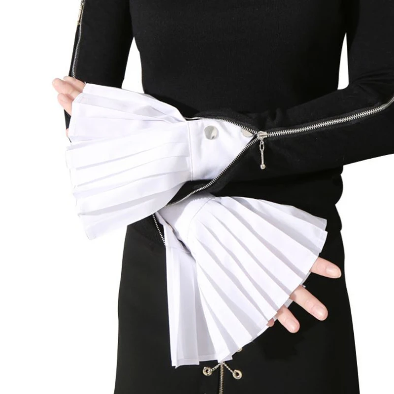 fashion1 пара Съемная рубашка плиссированные Рог Flare рукавом манжеты за рукав