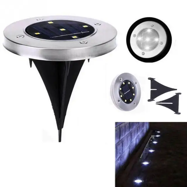 Solar Powered 2/3/4 LED Underground Waterproof Floor Buried Light Outdoor Lighting Solar Garden Decorative Lamp white warm
