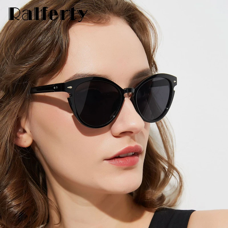 Ralferty, модные солнцезащитные очки "кошачий глаз", женские, уникальные, черные, крутые, солнцезащитные очки, женские, уф400 покрытие, очки, дизайнерские, W95014