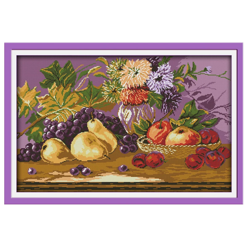 

Fruit feast Painting Counted Cross Stitch wholesale Cross Stitch Sets 11CT printed 14CT Cross Stitch Kits Embroidery Needlework