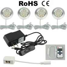 Светодиодный светильник под шкаф 3 Вт с регулируемой яркостью, стойка для шкафа, полка, украшение, освещение, шкаф, кухонные потолочные светильники, круглая шайба, лампа