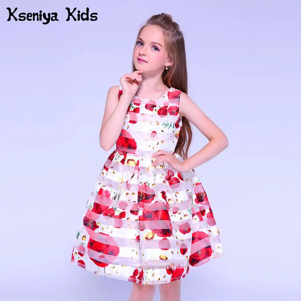 Kseniya Kids Big Girls Lace Dresses Flower Bow Girl Party Dress