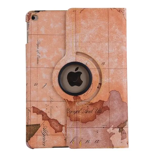 Новинка 360 градусов вращения флип для ipad air 1 2 Смарт Стенд карта мира чехол для Apple ipad 5 6 9,7 Чехол+ пленка+ стилус - Цвет: Коричневый