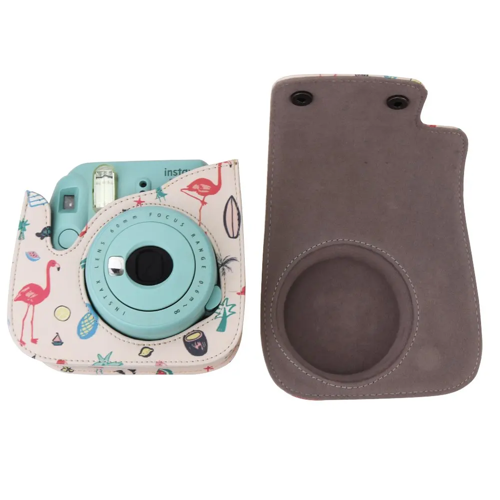 Чехол для камеры Instax Mini 9 из искусственной кожи Розовый фламинго для Fujifilm Mini 8 9 мгновенная камера сумка через плечо с ремешком с карманом