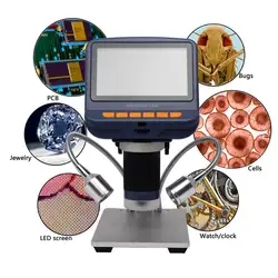 Цифровые микроскопы электронный usb-микроскоп видео HD 1080 P 5 дюймовый микроскоп с дистанционным промышленной Камера Лупа 8 светодиодный
