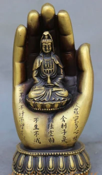 

003714 Folk Chinese Buddhism Bronze Kwan-yin GuanYin Goddess Buddha In Hand Statue