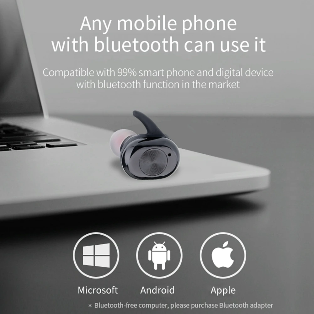 Беспроводной Bluetooth с сенсорным управлением наушники с мигающая лампа с защитой от пота мини-наушники-вкладыши Наушники Шум шумоподавления