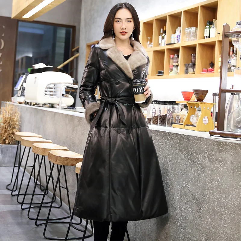 Women-Genuine-Leather-Duck-Down-Coat-207-New-Black-Sheepskin-Warm-Overcoats-Winter-Mink-Fur-Fashion (2)