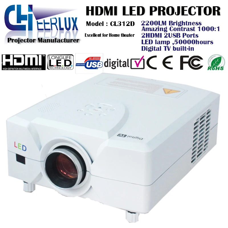 top rank TFT LCD panel + LED technology projectors with tv tuner