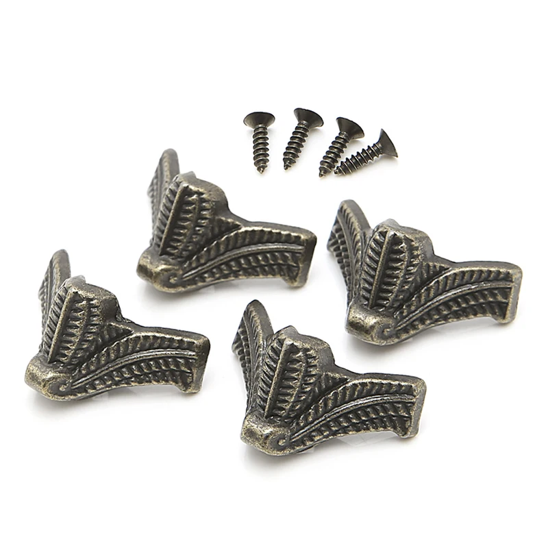 

4Pcs Vintage Jewelry Box Wooden Case Decorative Feet Leg Metal Corner Protector Zinc Alloy