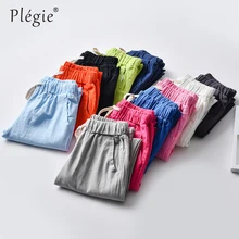 Plegie Cotton Linen Pants For Women Trousers Drawstring Lace Up Loose Casual Solid Color Women Harem Pants 2019 Women's Summer
