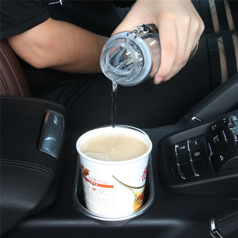 New 12V 280ml Portable In-Car Coffee Maker Tea Pot Autos Thermos Heating Travel Cup Transparency Drinking Water Cup #Q23E (4)